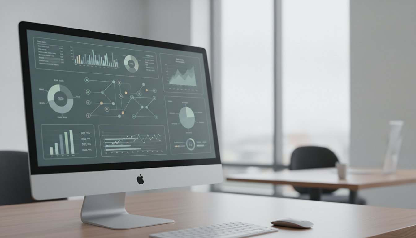 Tela de computador exibindo um sistema de gestão de processos com gráficos e dados jurídicos.
